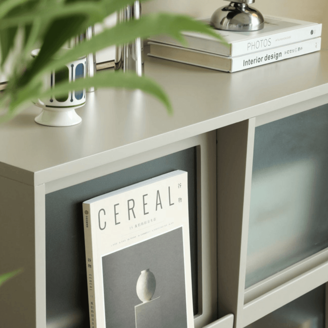 Attila Bookcase with Tilt Up Door - HomeCozify