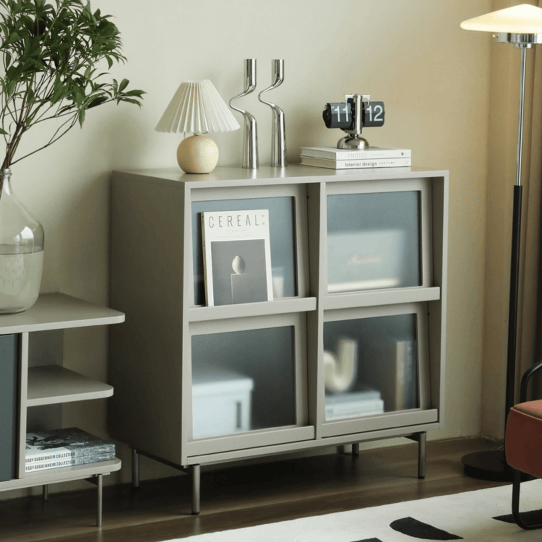 Attila Bookcase with Tilt Up Door - HomeCozify