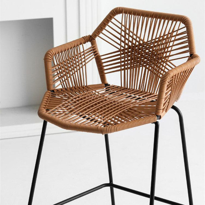 Flamur Plastic Rattan Bar Stool (Set of 2) - HomeCozify