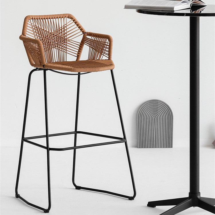 Flamur Plastic Rattan Bar Stool (Set of 2) - HomeCozify