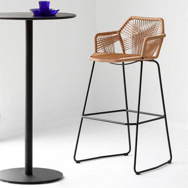 Flamur Plastic Rattan Bar Stool (Set of 2) - HomeCozify