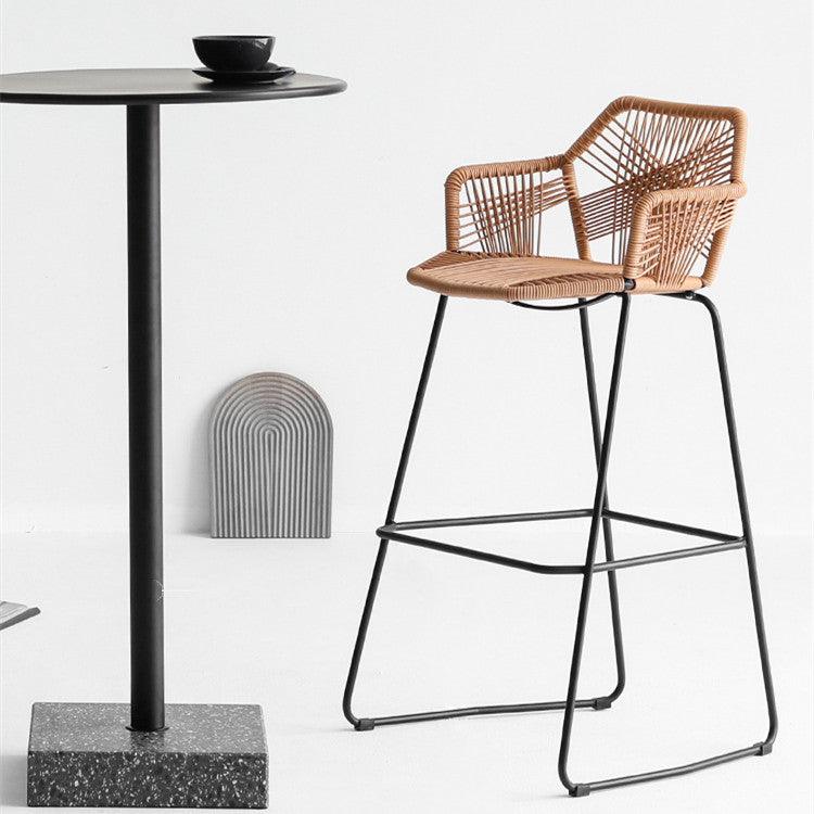 Flamur Plastic Rattan Bar Stool (Set of 2) - HomeCozify