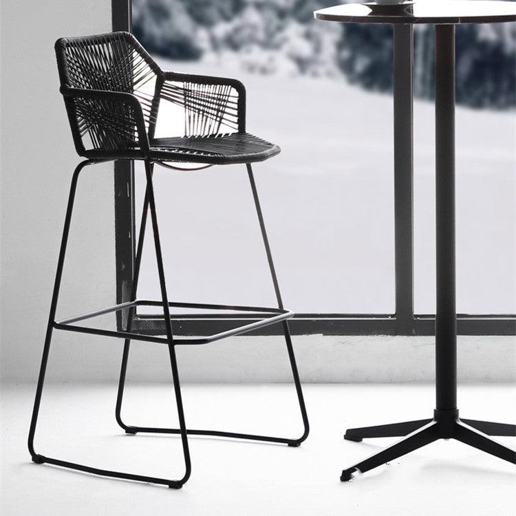 Flamur Plastic Rattan Bar Stool (Set of 2) - HomeCozify