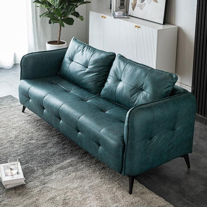 Gioele Faux Leather Square Arm Sofa - HomeCozify