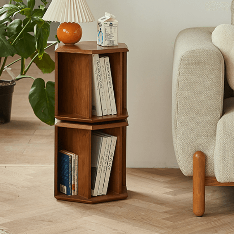 Janne Revolving Geometric Bookcase - HomeCozify