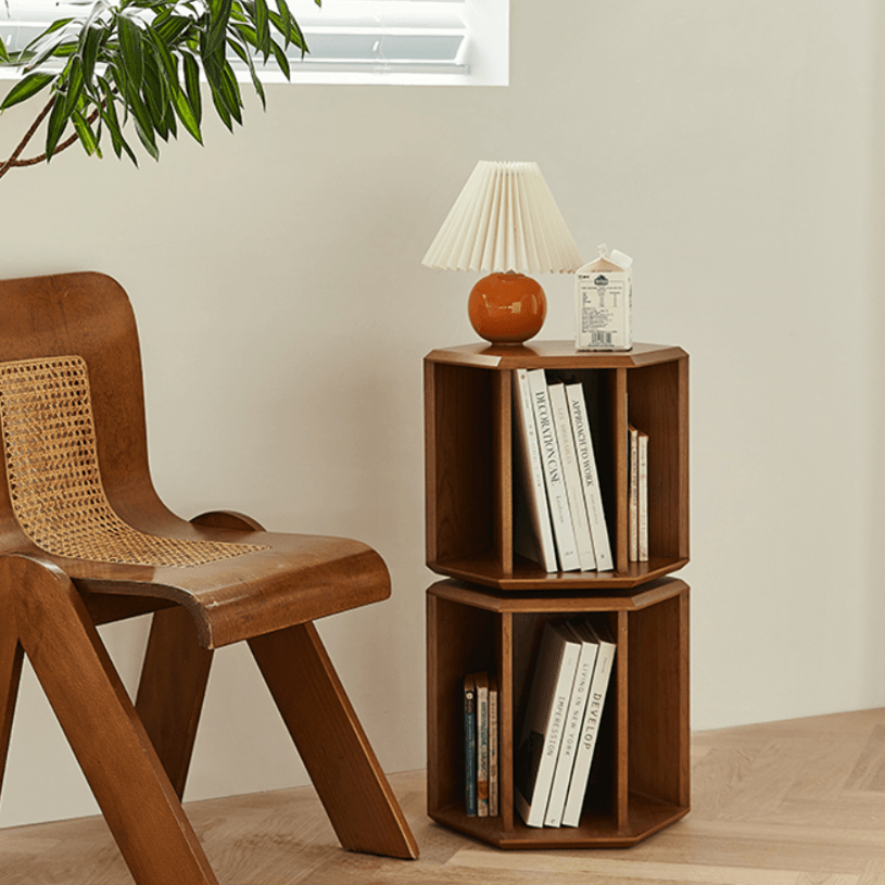 Janne Revolving Geometric Bookcase - HomeCozify