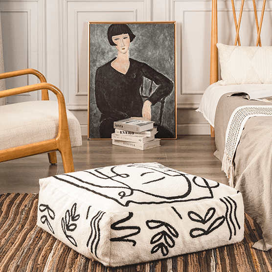 Lera Floor Round Pouffe - HomeCozify