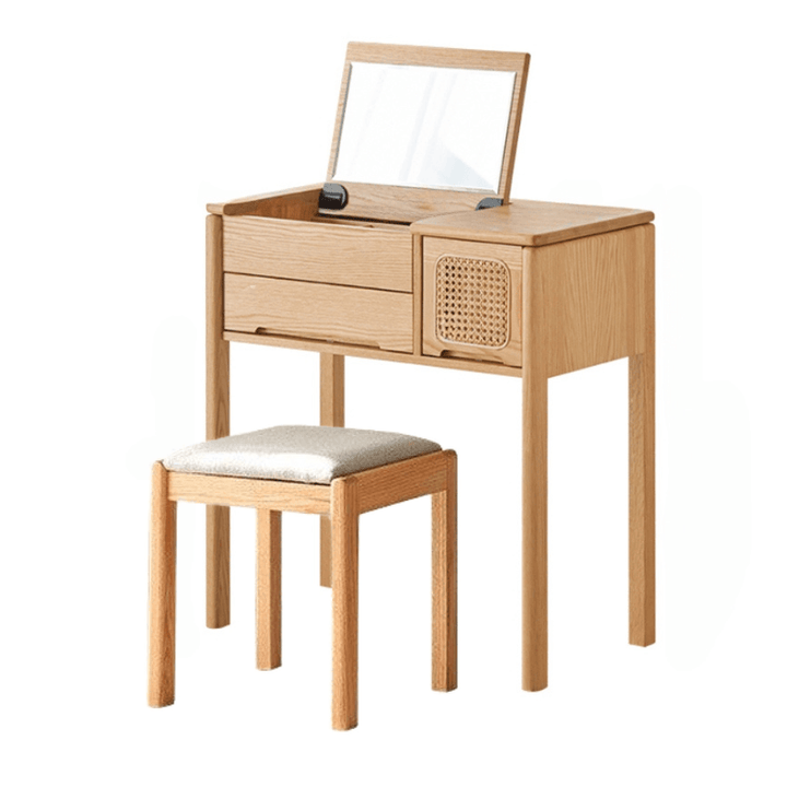 Lucia Solid Wood Vanity Table & Stool - HomeCozify