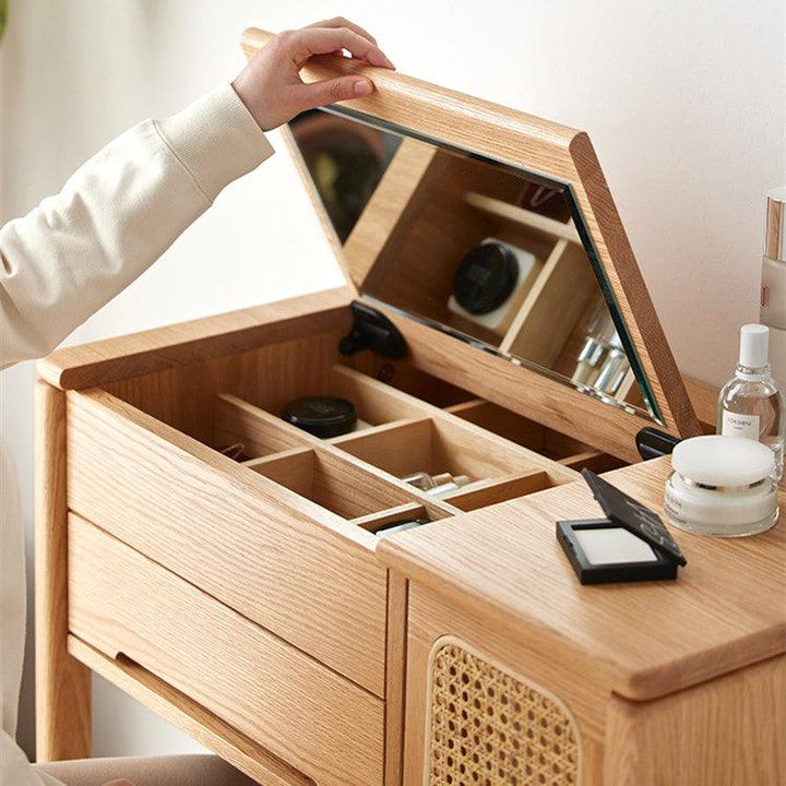 Lucia Solid Wood Vanity Table & Stool - HomeCozify