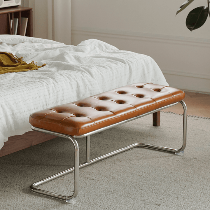 Salvatore Leather Bench & Ottoman - HomeCozify