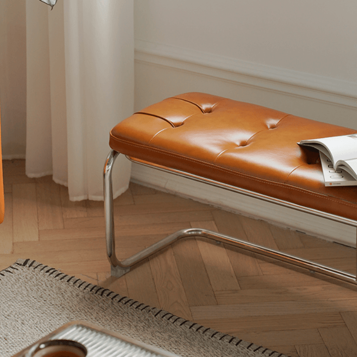 Salvatore Leather Bench & Ottoman - HomeCozify