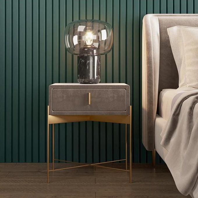 Sanja 1 - Drawer Velvet Nightstand - HomeCozify