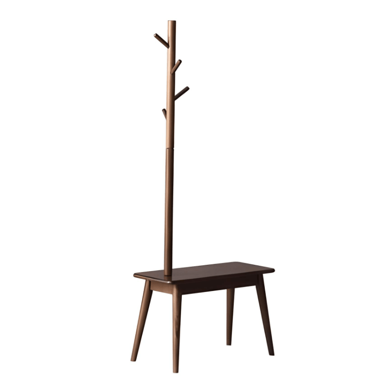 Alfie Solid Wood Coat Rack with Shoe Stool - HomeCozify