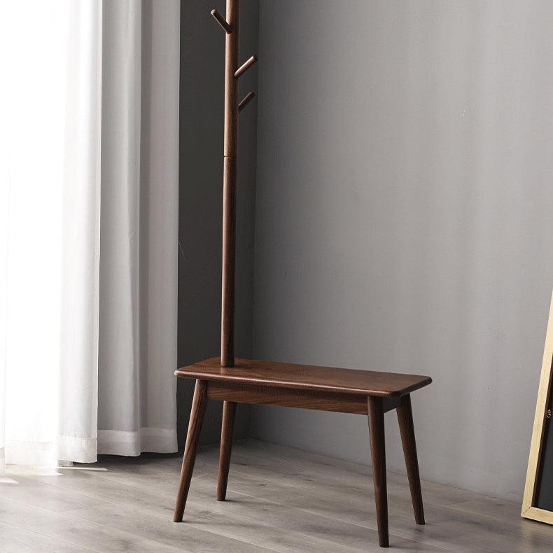 Alfie Solid Wood Coat Rack with Shoe Stool - HomeCozify