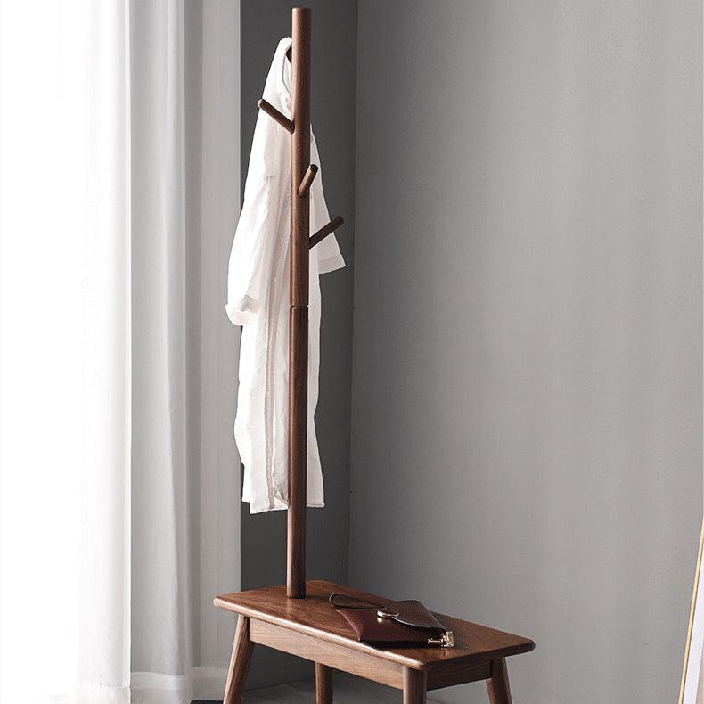 Alfie Solid Wood Coat Rack with Shoe Stool - HomeCozify