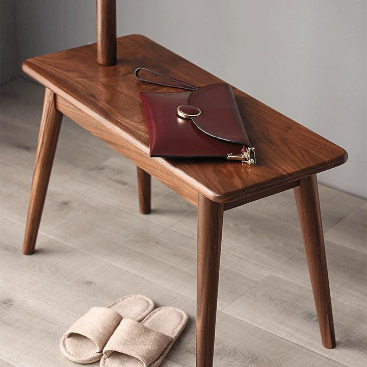 Alfie Solid Wood Coat Rack with Shoe Stool - HomeCozify