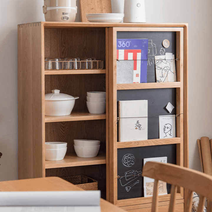 Anoushka Wood Bookcase With Chalkboard - HomeCozify