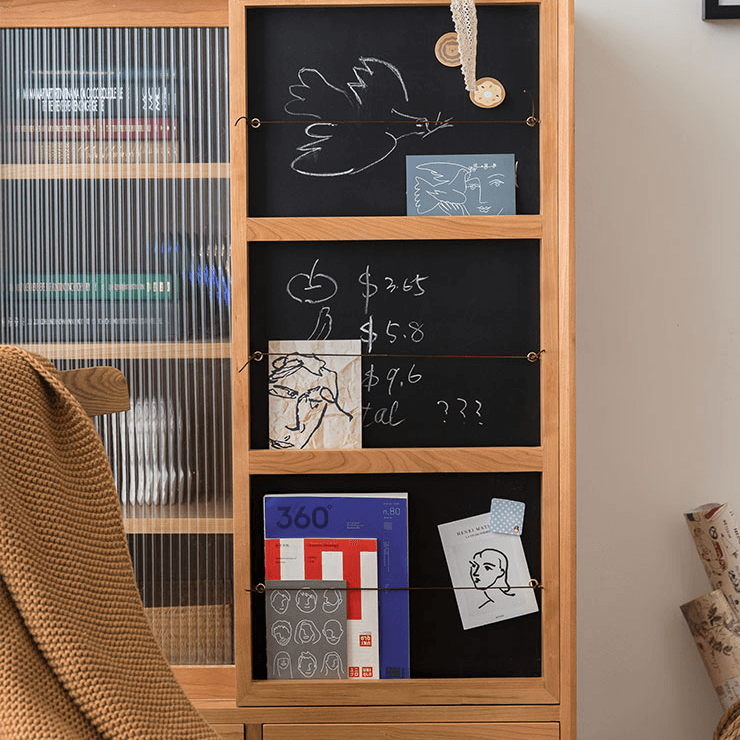 Anoushka Wood Bookcase With Chalkboard - HomeCozify