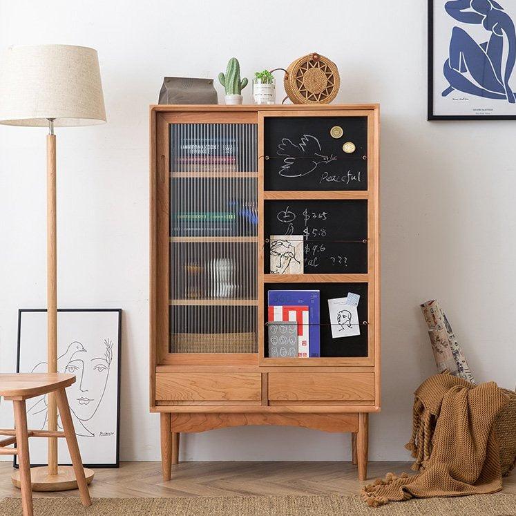 Anoushka Wood Bookcase With Chalkboard - HomeCozify