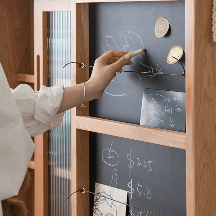 Anoushka Wood Bookcase With Chalkboard - HomeCozify