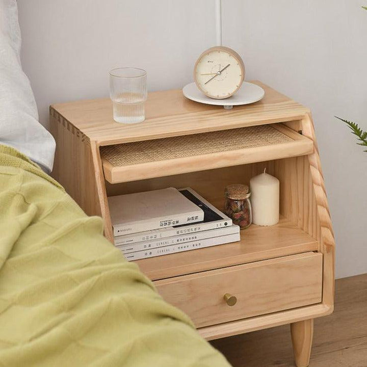 Aronne Rattan Drawer Nightstand - HomeCozify