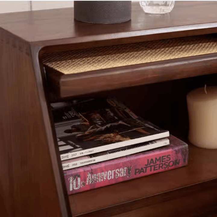 Aronne Rattan Drawer Nightstand - HomeCozify