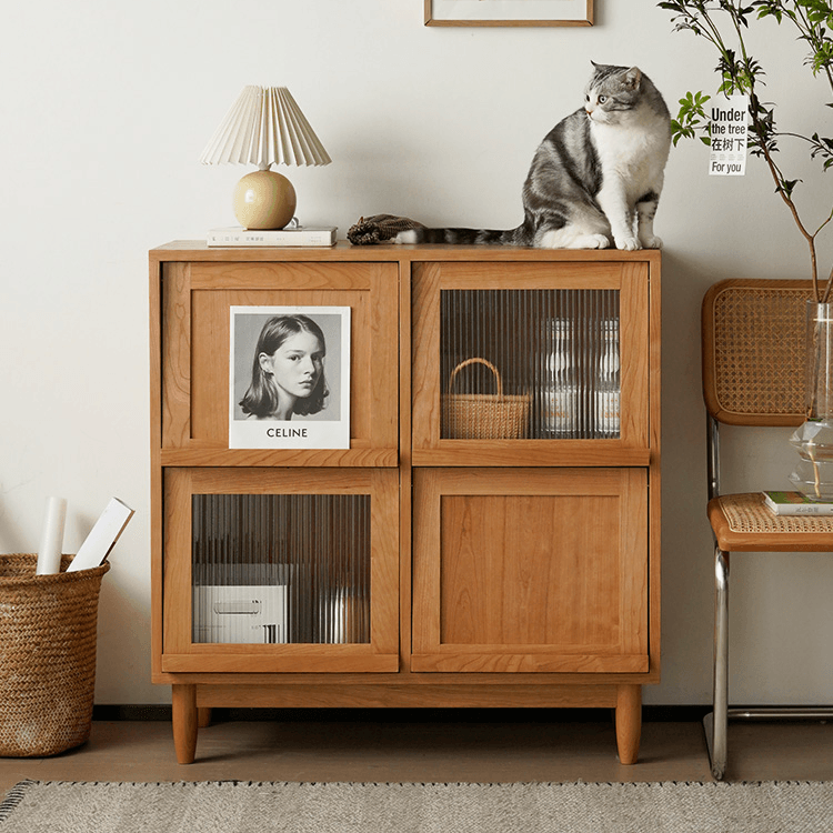 Astrid Wood Bookcase with Tilt Up Door - HomeCozify