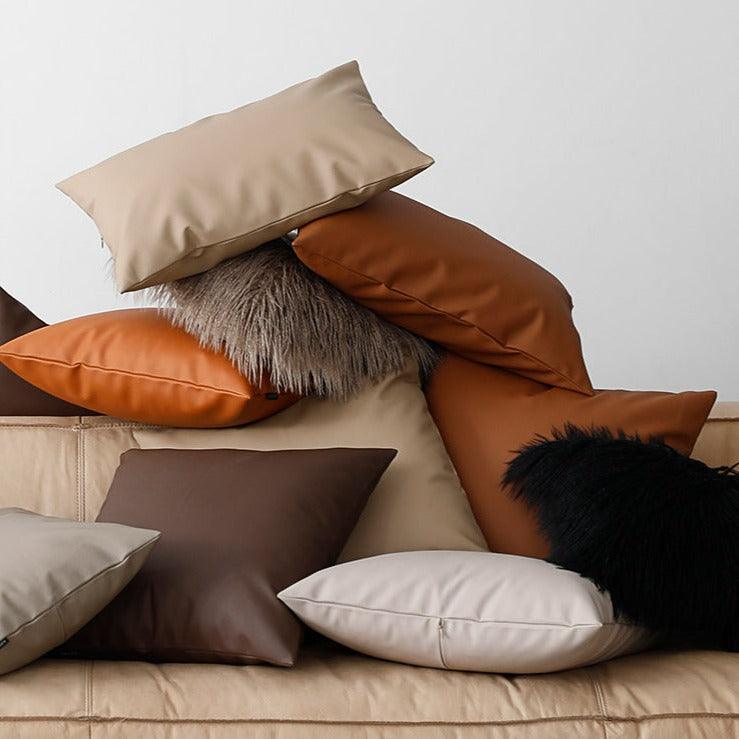 Earth tones Artificial Leather Pillow - HomeCozify