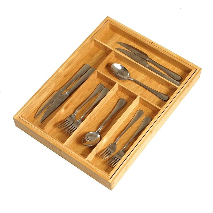 Extendible Bamboo kitchen drawer organizer - HomeCozify