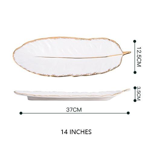 Feather Shape Ceramic Plate - HomeCozify