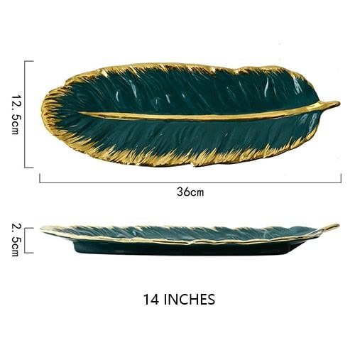 Feather Shape Ceramic Plate - HomeCozify