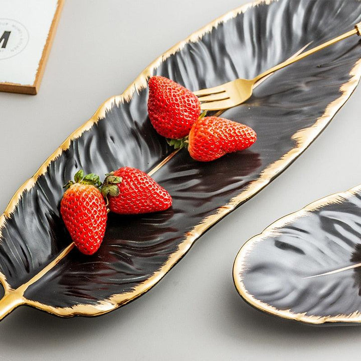 Feather Shape Ceramic Plate - HomeCozify