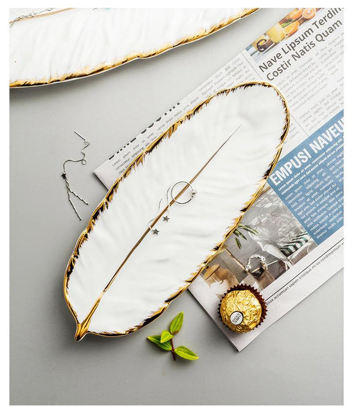 Feather Shape Ceramic Plate - HomeCozify