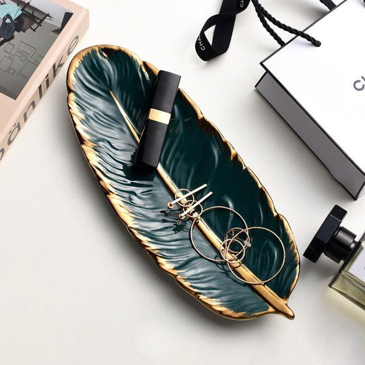 Feather Shape Ceramic Plate - HomeCozify