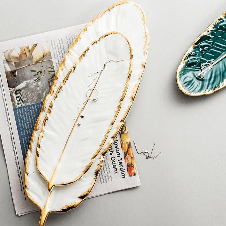 Feather Shape Ceramic Plate - HomeCozify