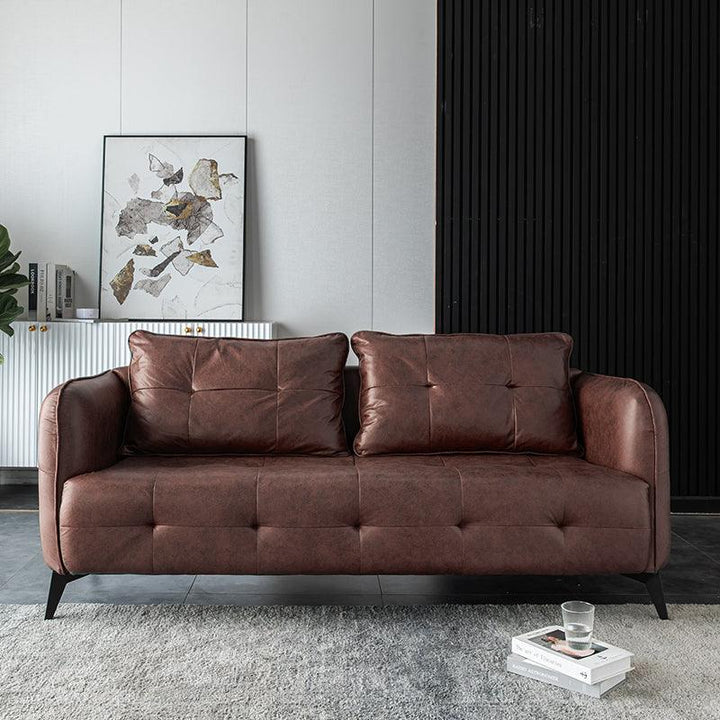 Gioele Faux Leather Square Arm Sofa - HomeCozify