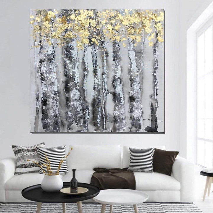 Golden Canopy Oil Painting - HomeCozify