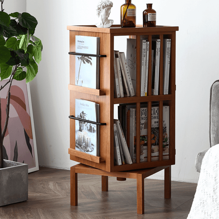 Gorana Rotating Wood Bookcase - HomeCozify