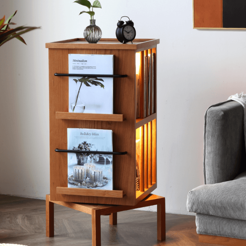 Gorana Rotating Wood Bookcase - HomeCozify