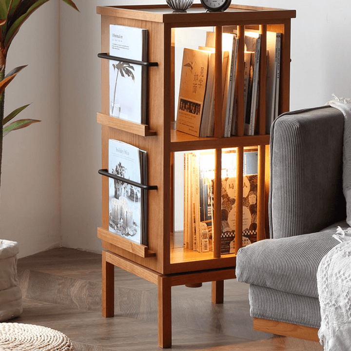 Gorana Rotating Wood Bookcase - HomeCozify