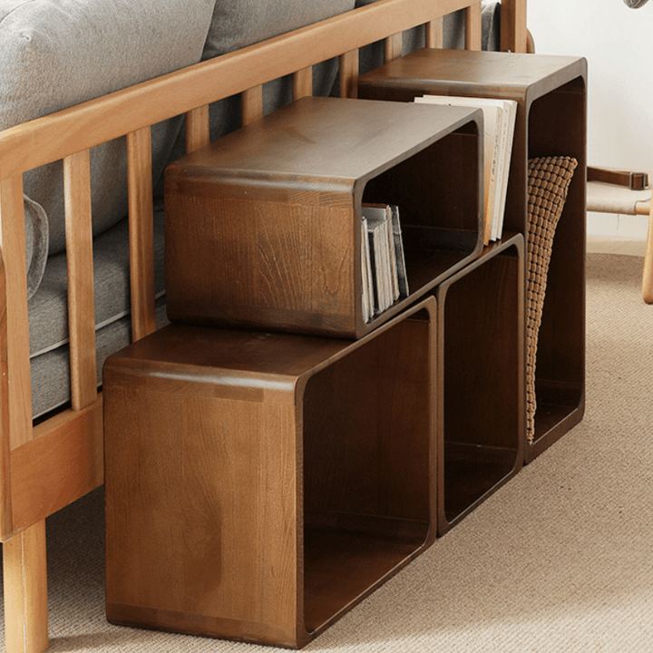 Kari Solid Wood Storage End Table - HomeCozify