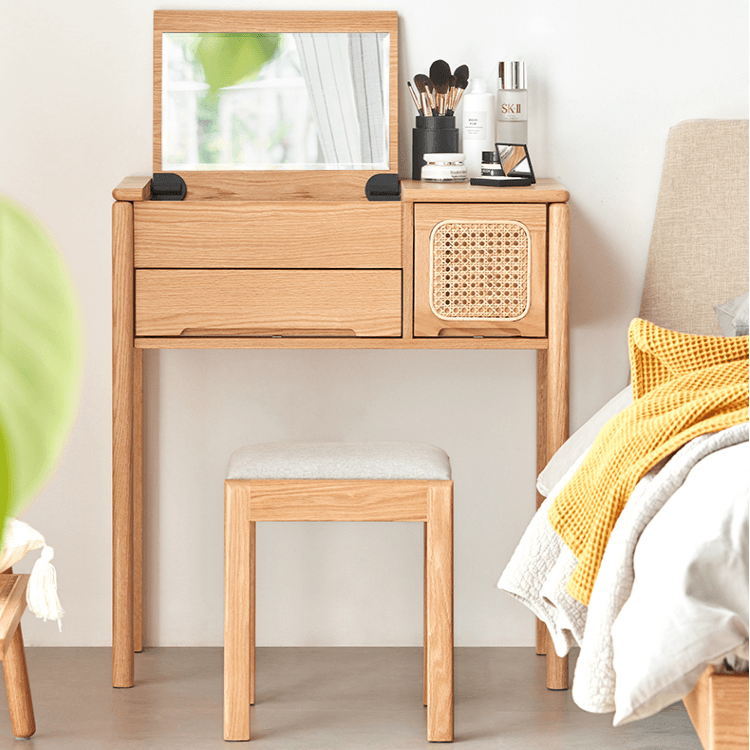 Lucia Solid Wood Vanity Table & Stool - HomeCozify