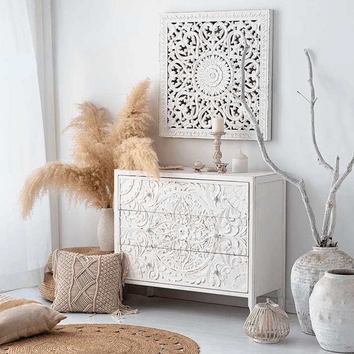 Nastali Hand Carved 3 Drawer Dresser - HomeCozify