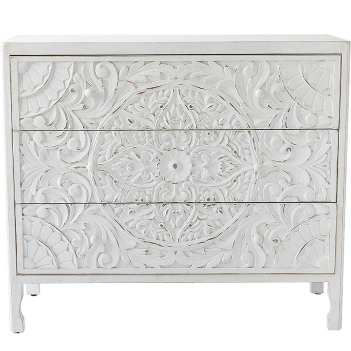 Nastali Hand Carved 3 Drawer Dresser - HomeCozify