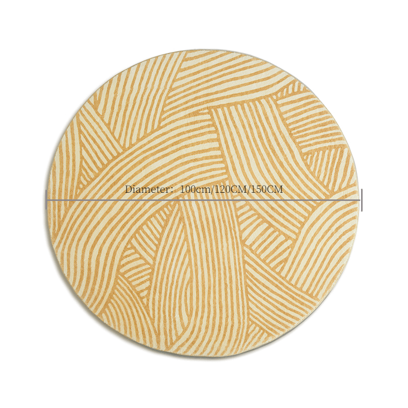 Round Geometric Yellow Area Rug - HomeCozify