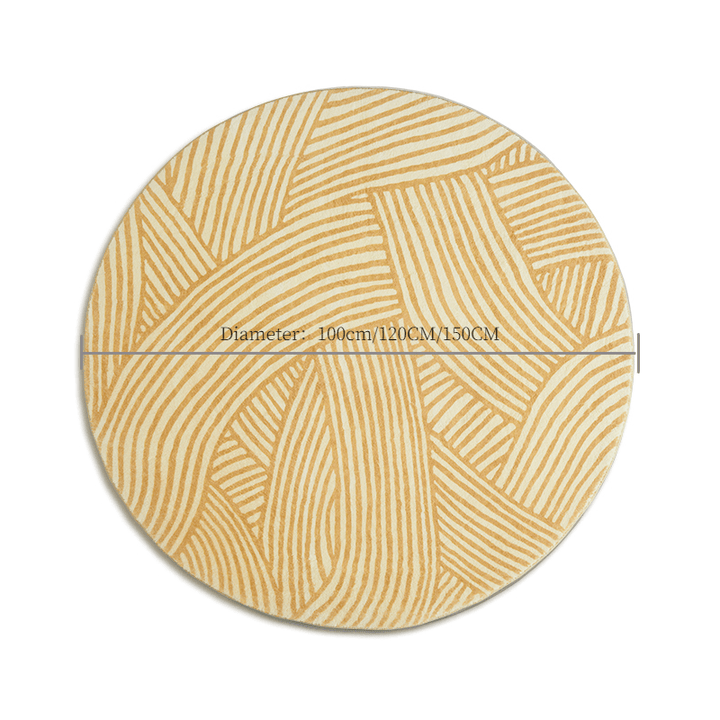 Round Geometric Yellow Area Rug - HomeCozify