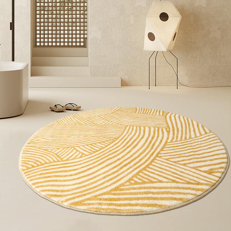 Round Geometric Yellow Area Rug - HomeCozify