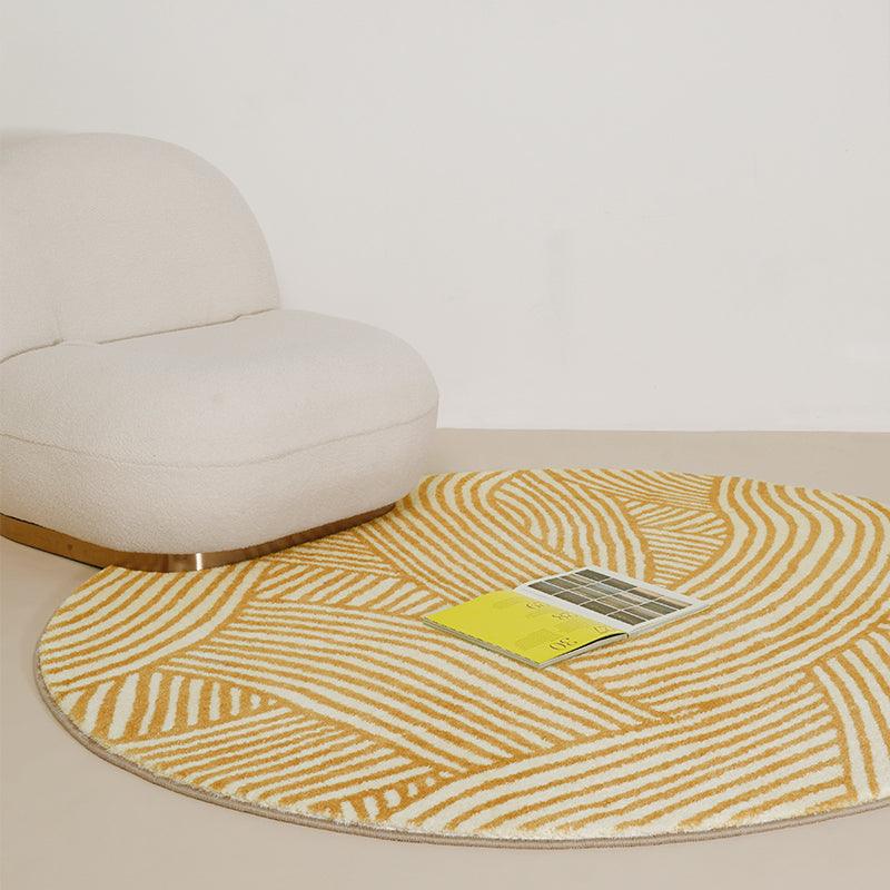 Round Geometric Yellow Area Rug - HomeCozify