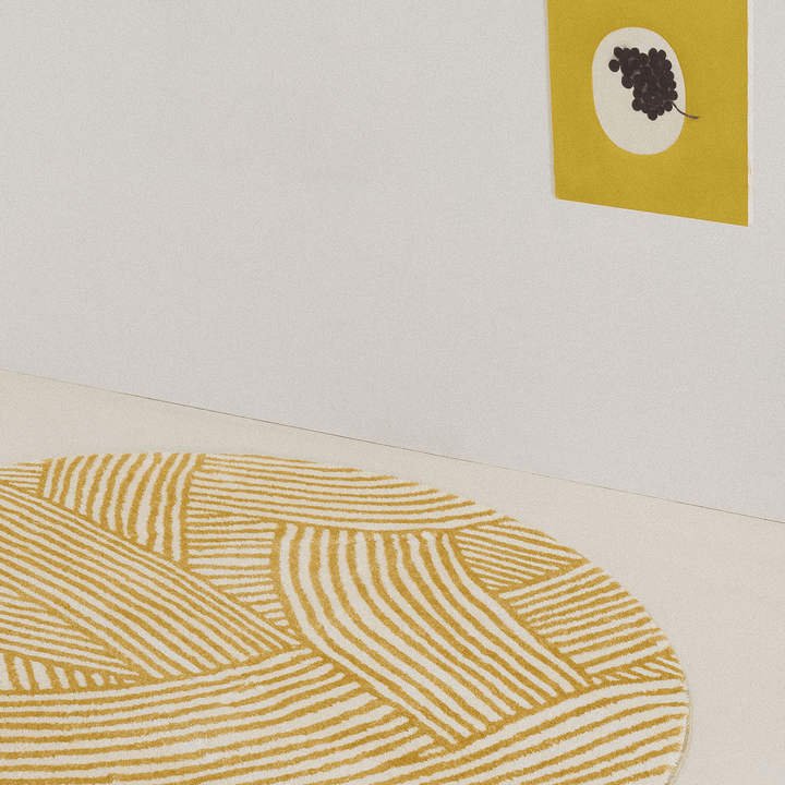 Round Geometric Yellow Area Rug - HomeCozify