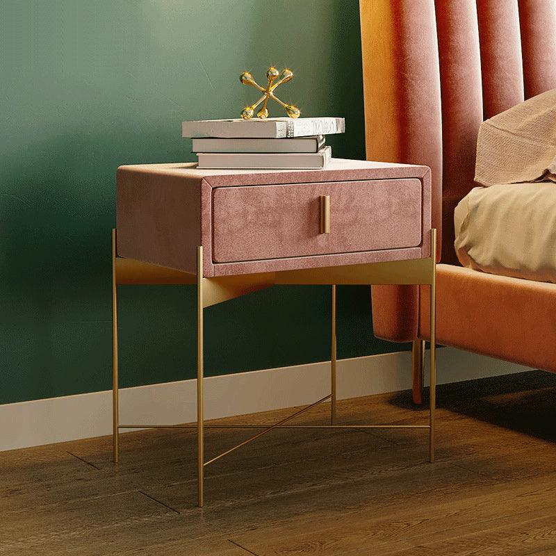 Sanja 1 - Drawer Velvet Nightstand - HomeCozify